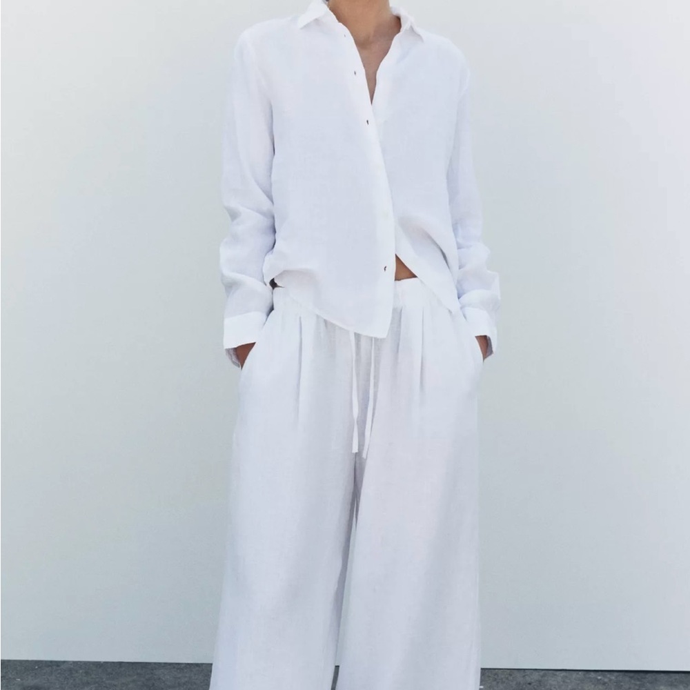 Zara Woman ZW Linen Palazzo Pants Size Small NWT